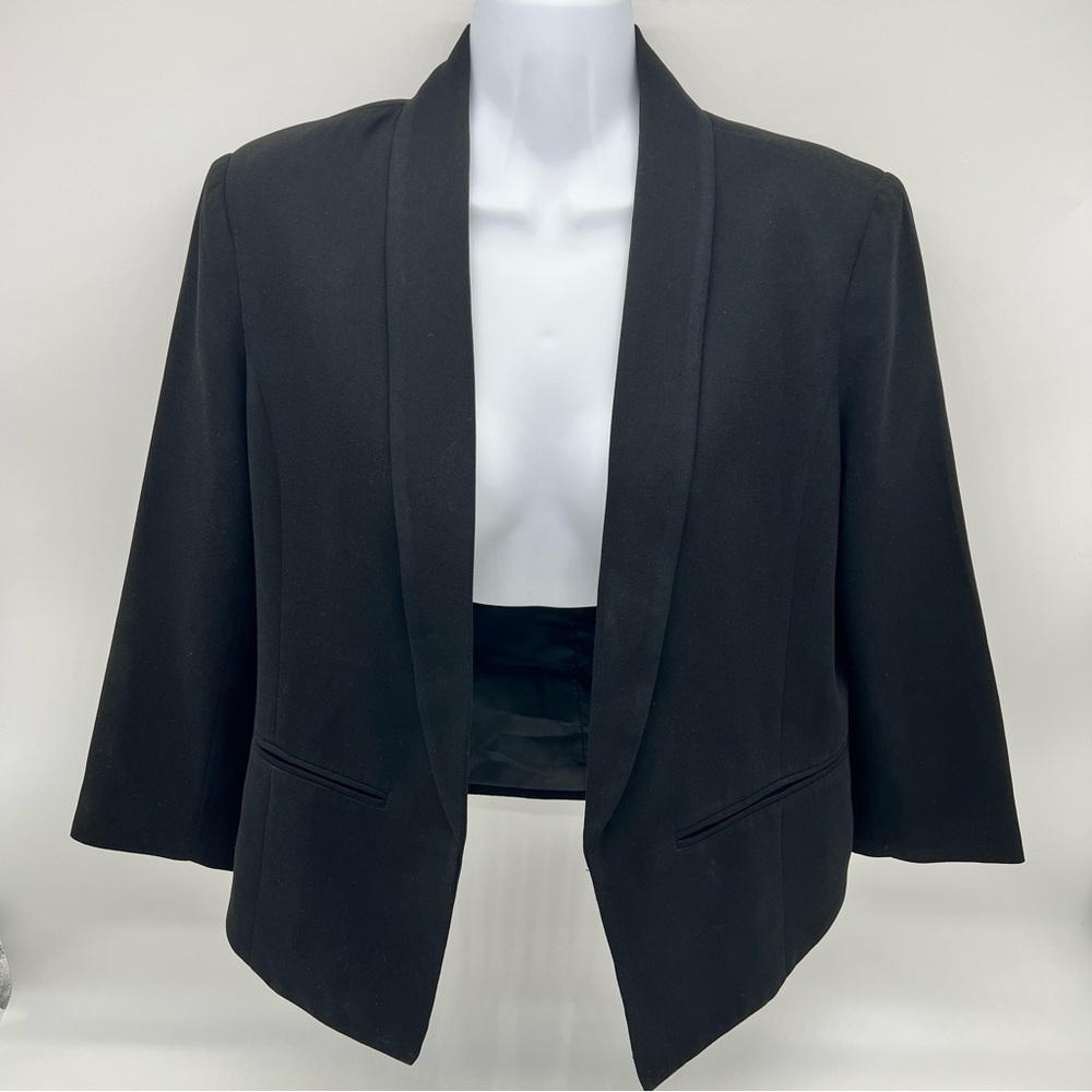 Mural Women’s Black Tuxedo Blazer w/Shawl Collar Welt Front Pocket Open Front-S